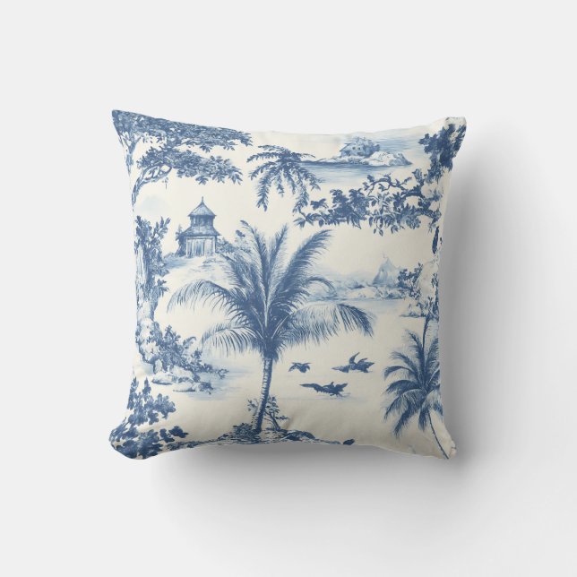Coussin Toile Tropicale De Jouy (Recto)