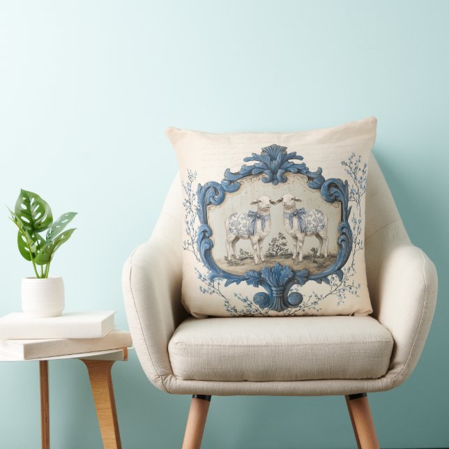 Coussin Toile vintage | Chinoiserie Nativité Sheep (Chaise)