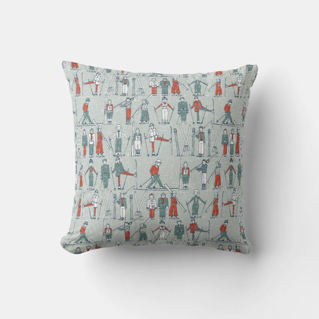 Coussin toile vintage de ski (Recto)