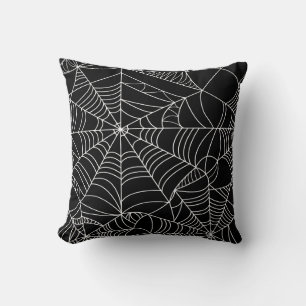 Coussin Toiles d'araignée noir et blanc Halloween 