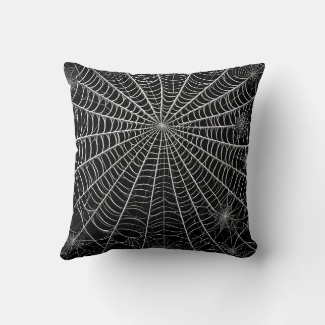Coussin Toiles d'araignée noir et blanc Halloween (Verso)