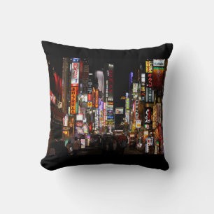 Coussin Tokyo néons la nuit