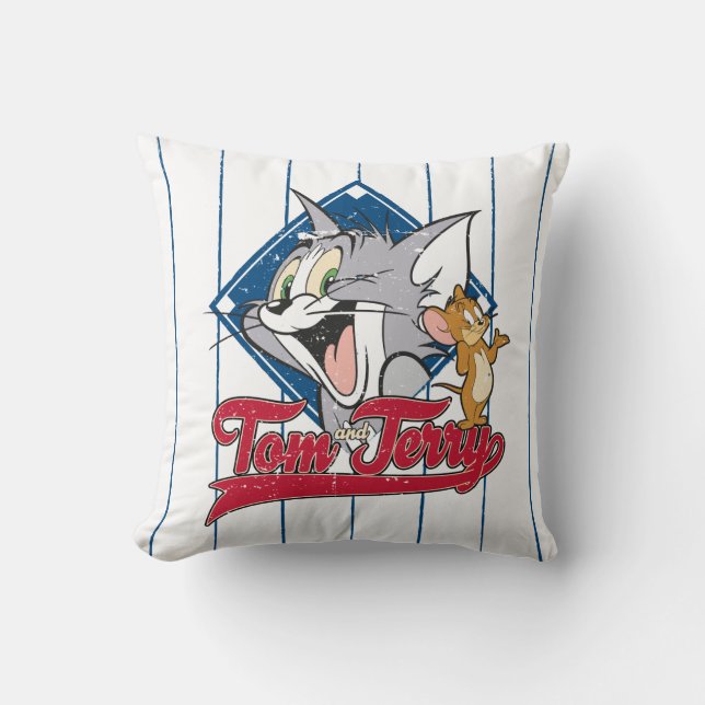 Coussin Tom Et Jerry | Tom Et Jerry Sur Diamant De Basebal (Recto)