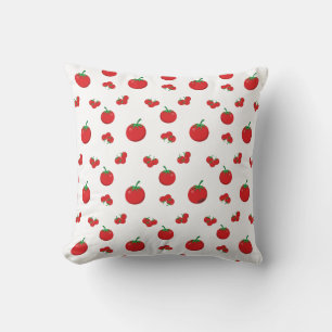 Coussin Tomates Rouges sur Fond Blanc