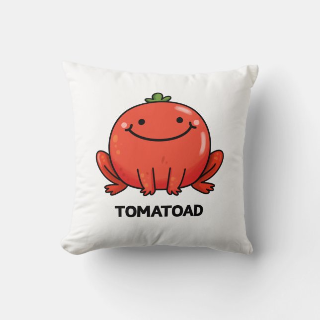 Coussin Tomatoad Funny Tomato Toc Pun (Recto)