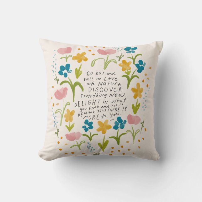 Coussin Tomber amoureux de la nature - citations inspirant (Recto)