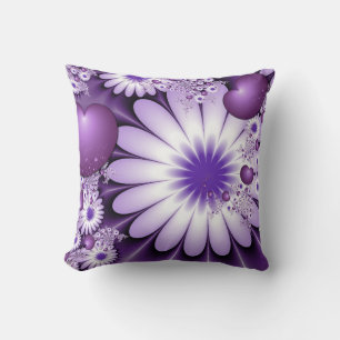 Coussin Tomber dans l'amour Fleurs Abstraites et Coeurs Fr