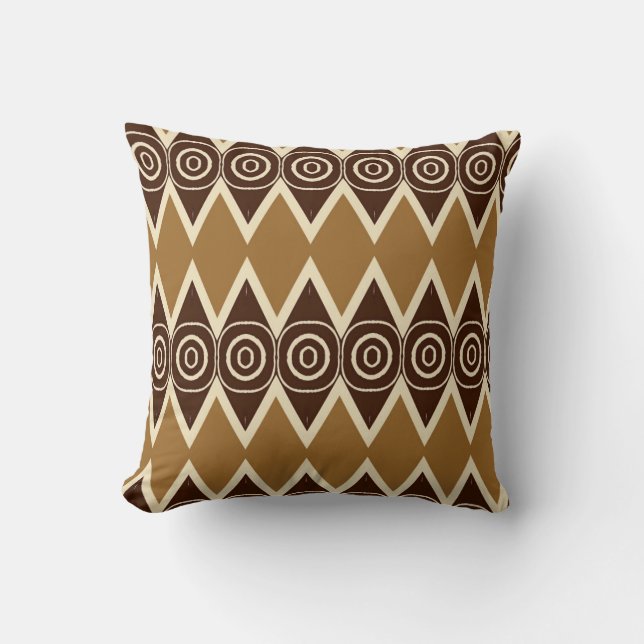 Coussin Ton tribal géométrique de la terre (Recto)