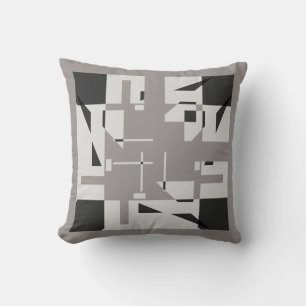 Coussin Tons gris Noir 4 coins Petites formes Labyrinthe