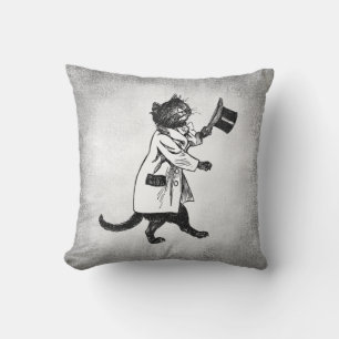 Coussin Top Chapeau Chat Faux Canvas Art Vintage Jeter Ore