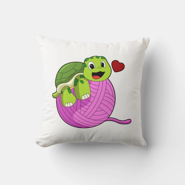 Coussin Tortue avec balle de laine (Recto)