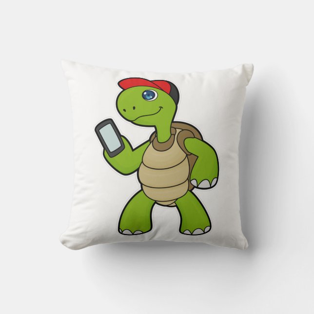 Coussin Tortue avec téléphone et Casquette (Recto)