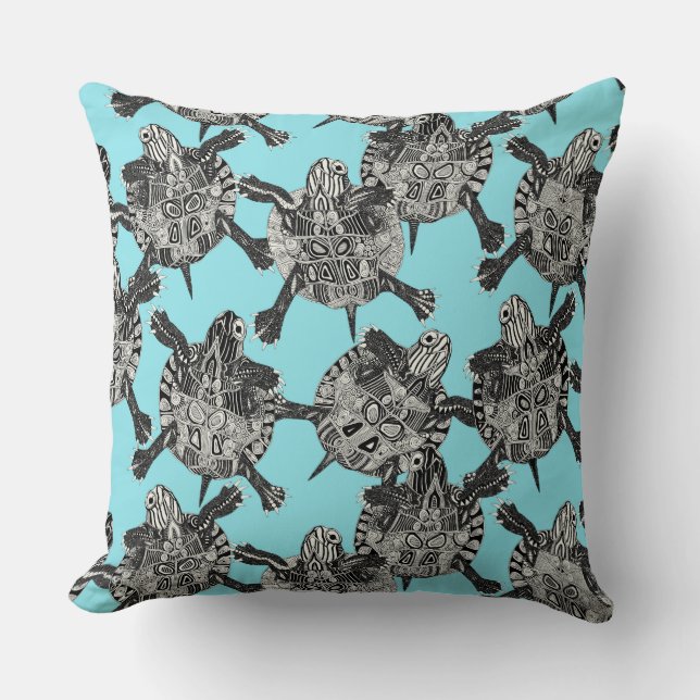 Coussin tortue bleu (Recto)