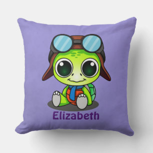 Coussin Tortue Cute Chibi personnalisée en Aviator Casquet