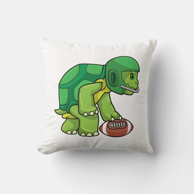 Coussin Tortue en sport avec football et casque (Recto)