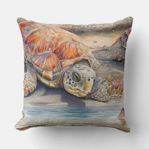 Coussin Tortue luth posée sur une plage
