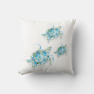 Coussin Tortue marine aquarelle unique
