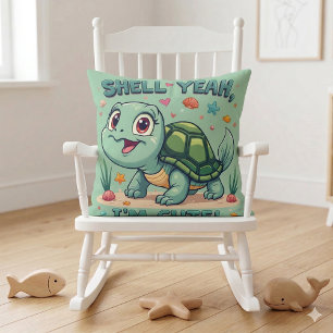Coussin Tortue Mignonne Kawaii avec un Jeu de Mots Drôle O