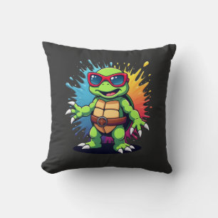Coussin Tortue Mignonne Portant Des Lunettes De Soleil Pei