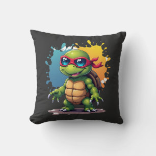 Coussin Tortue Mignonne Portant Des Lunettes De Soleil Pei