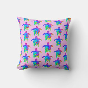 Coussin Tortues tribales de Pink Tie Dye Island
