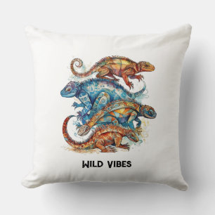 Coussin Totem de Lizard Tribal Vibrant, personnalisé
