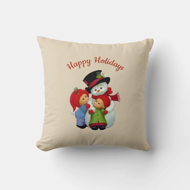 Coussin Tots de Noël mignons avec l'oreiller de Mme Snowma (Recto)