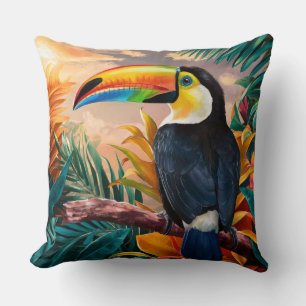 Coussin Toucan dans la jungle