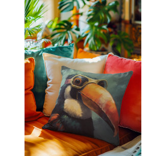 Coussin Toucan Pilote Aviateur Vintage Graphique
