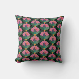 Coussin Toucans & ananas Tropical Art Déco