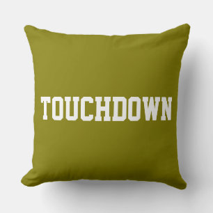 Coussin TOUCHDOWN Sporty Blanc Texte de Football sur Olive