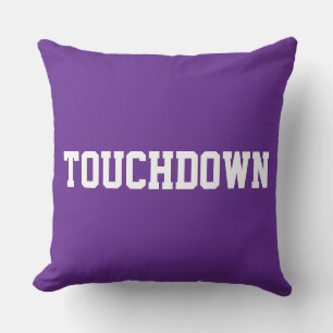 Coussin TOUCHDOWN Sporty Gras Blanc Texte Sur Royal Violet