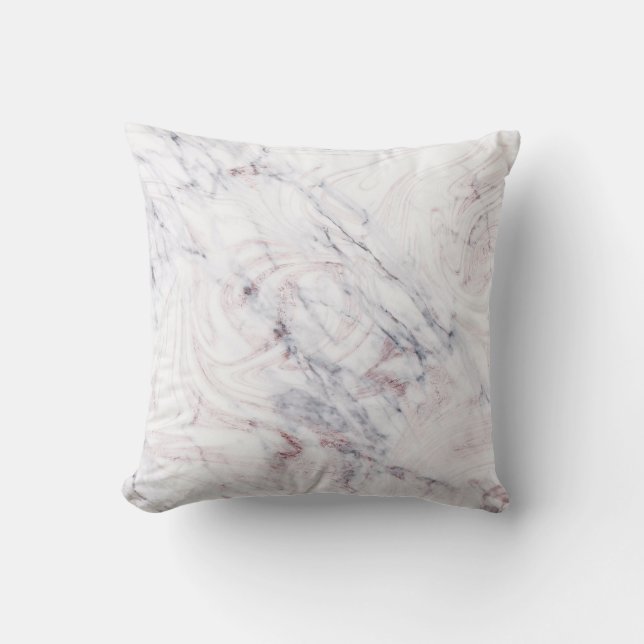 Coussin Touche de marbre gris blanc rosé chic tendance (Recto)