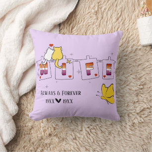Coussin Toujours & Éternellement Drapeau Lesbien Coucher d