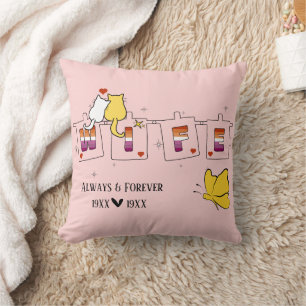 Coussin Toujours & Éternellement Drapeau Lesbien Coucher d