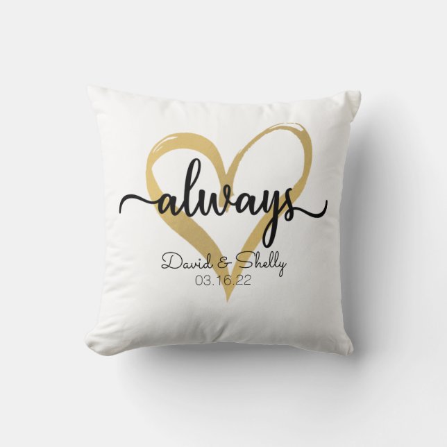 Coussin Toujours un coeur d'or Mariage personnalisé (Recto)