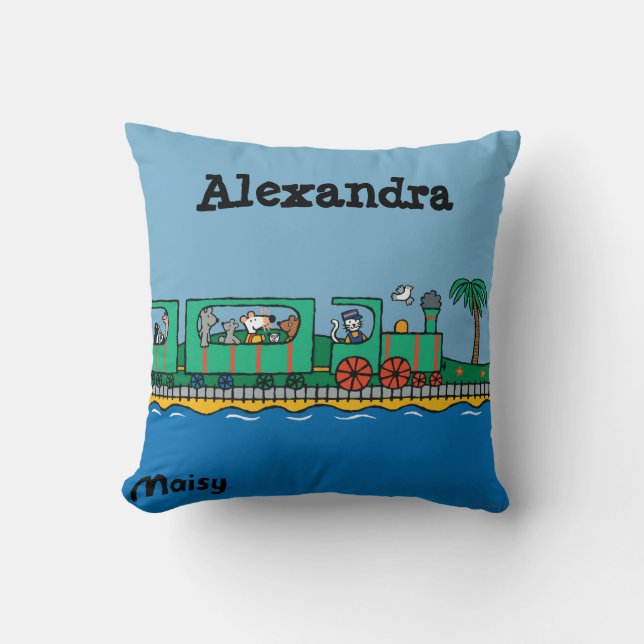 Coussin Tour de Maisy et d'amis sur le train vert (Recto)
