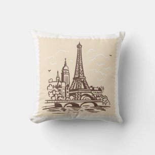 Coussin Tour Eiffel à Paris sur un timbre d'embarquement