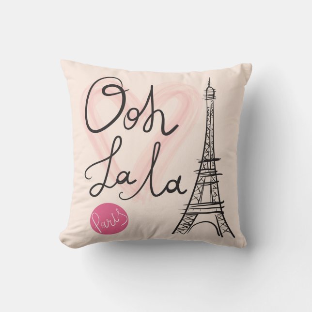 Coussin Tour Eiffel Dessinée À La Main (Recto)