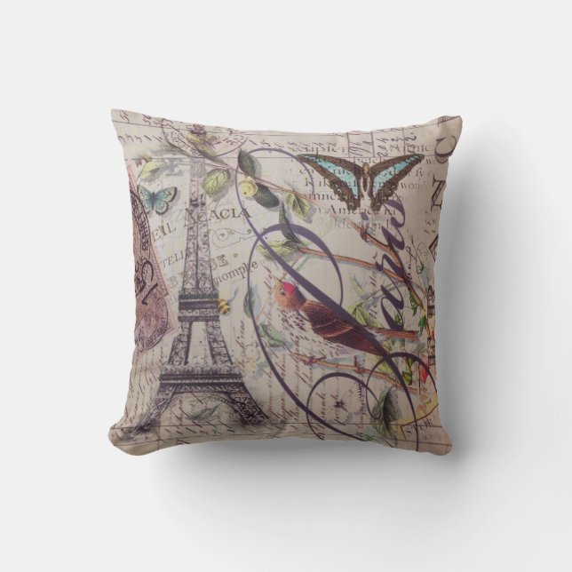 Coussin Tour Eiffel français de Paris de papillon de pays (Recto)