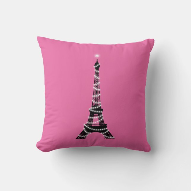 Coussin Tour Eiffel Jeu d'oreiller rose (Recto)