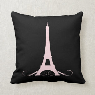 Coussin Tour Eiffel Paris Noir et Rose
