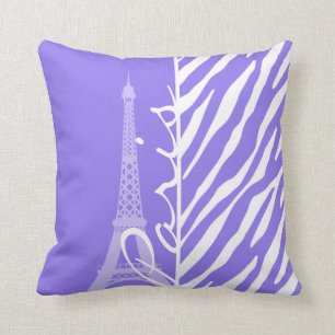 Coussin Tour Eiffel, Paris, rayures pourpres de zèbre