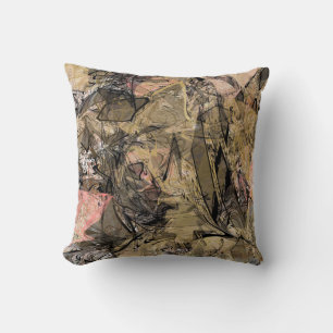 Coussin Tourbillon de marbre abstrait or rose noir moderne