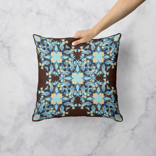 Coussin Tourbillon floral à Mocha