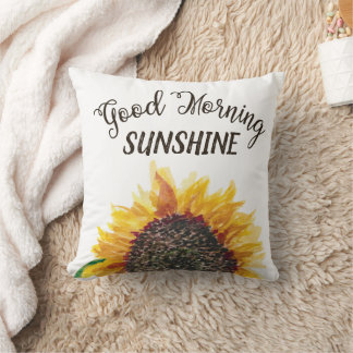 Coussin Tournesol blanc jaune Bleu Beau Matin Soleil