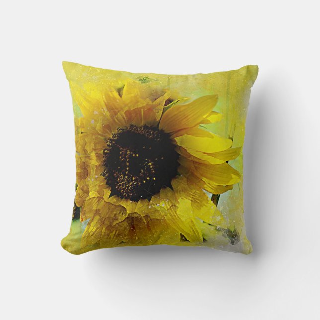 Coussin Tournesol d'aquarelle (Recto)