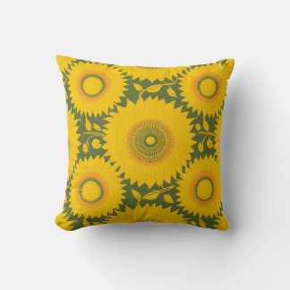 Coussin Tournesol - Dessin floral jaune