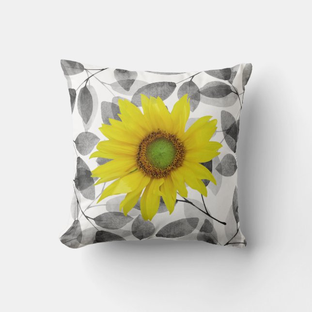 Coussin Tournesol et Feuille (Recto)