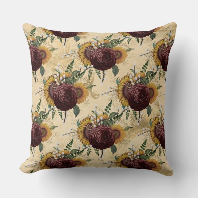 Coussin Tournesol et Ranunculus (Recto)